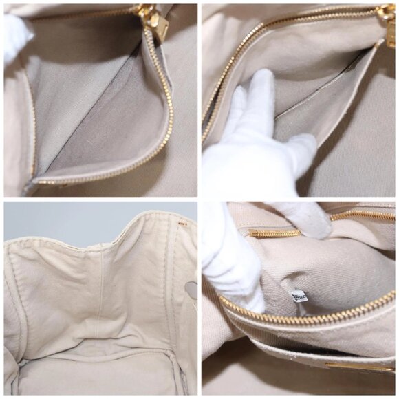 PRADA Canapa MM Hand Bag Canvas Beige Gold Auth bs23301 - Picture 16 of 16